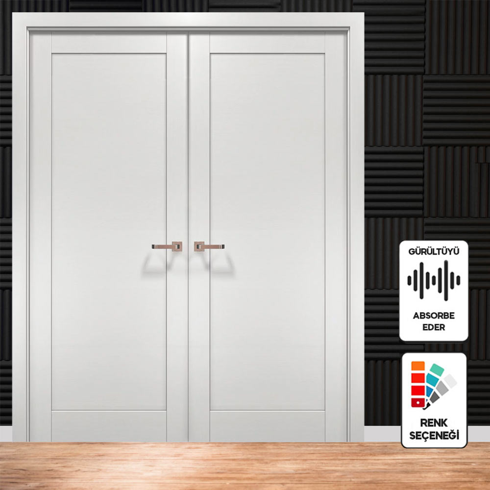 Akustik Kapı Standart - Çift Kanat Açılımlı - RAL 9010 (210 cm x 170 cm)