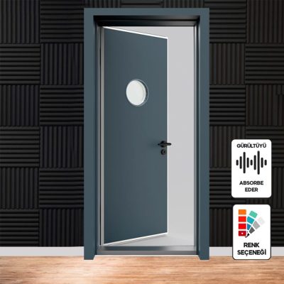 Akustik Kapı Stüdyo Tipi - Tek Kanat Açılımlı - RAL 5010 (210 cm x 90 cm)